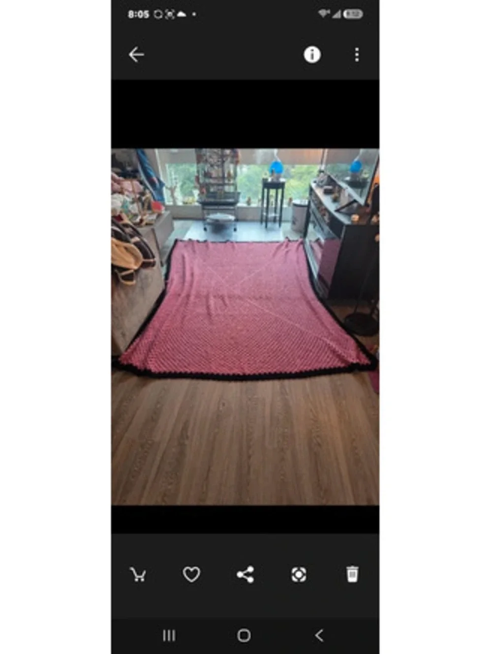 Handmade Pink and Black Crochet Bed Throw Blanket